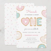 Een zoete op Birthday party nodigroze uit Kaart (Voorkant / Achterkant)