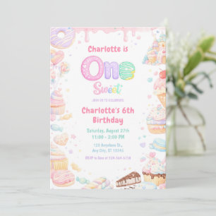 Eén Zoete Pastelkleurige Snoep 1e Verjaardag Kaart