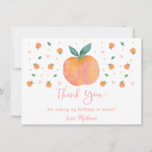 Eén zoete peach eerste verjaardag bedankkaart (Voorkant)