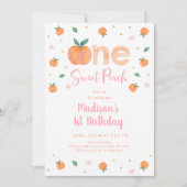 Eén zoete peach eerste verjaardag kaart (Voorkant)
