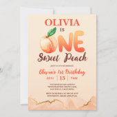 Eén zoete peach eerste verjaardag kaart (Voorkant)