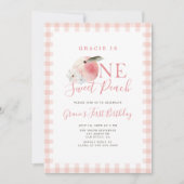 Eén zoete peach eerste verjaardag kaart (Voorkant)