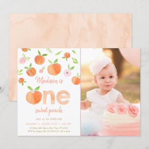 Eén zoete peach eerste verjaardag kaart