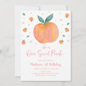 Eén zoete peach eerste verjaardag kaart (Voorkant)