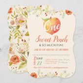 Eén zoete peach eerste verjaardag kaart (Voorkant / Achterkant)