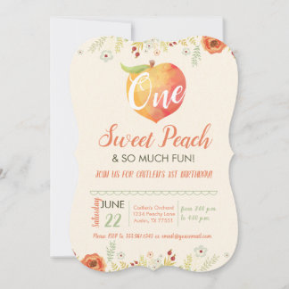 Eén zoete peach eerste verjaardag kaart