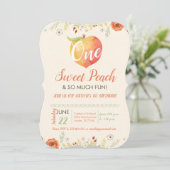Eén zoete peach eerste verjaardag kaart (Staand voorkant)