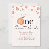 Eén zoete peach eerste verjaardag kaart (Voorkant)