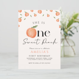 Eén zoete peach eerste verjaardag kaart
