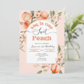 Een zoete perzik 1e verjaardag kaart (Staand voorkant)