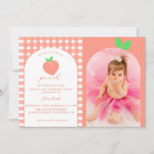 Een zoete perzik eerste verjaardag foto kaart (Voorkant)