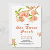 Een zoete perzik fruit 1e verjaardag kaart (Voorkant)