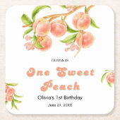 Een zoete perzik fruit 1e verjaardag kartonnen onderzetters (Voorkant)