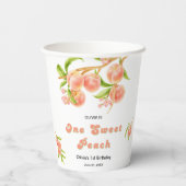 Een zoete perzik fruit 1e verjaardag papieren bekers (Achterkant)