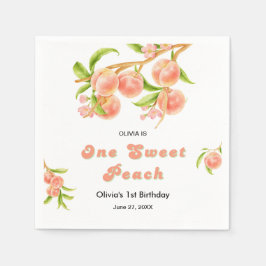 Een zoete perzik fruit 1e verjaardag servet