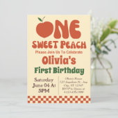 Een zoete perzik- Retro perzik 1e verjaardag Kaart (Staand voorkant)