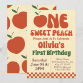 Een zoete perzik- Retro perzik 1e verjaardag Kaart (Voorkant / Achterkant)