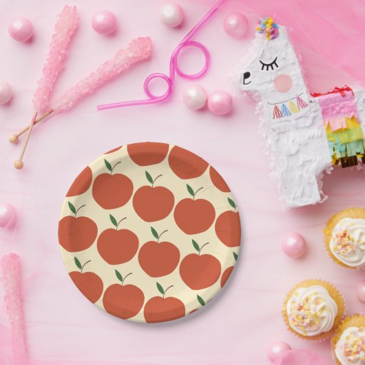 Een zoete perzik- Retro perzik patroon 1e verjaard Papieren Bordje (Feest)