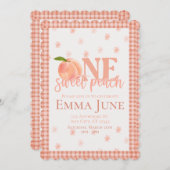 Een zoete perzik | Uitnodiging eerste verjaardag (Voorkant / Achterkant)