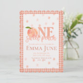 Een zoete perzik | Uitnodiging eerste verjaardag (Staand voorkant)