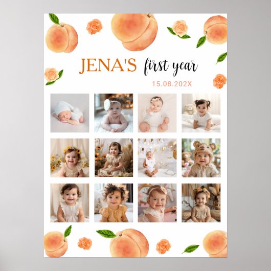 Een zoete perzik Verjaardag 12 Foto Mijlpaal Poste Poster (Voorkant)