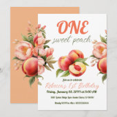 EEN zoete perzik zomer bloemen 1e verjaardag Kaart (Voorkant / Achterkant)