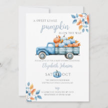 Een zoete pompoen blauwe jongen baby shower