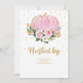 Een zoete pompoen is onderweg naar baby shower kaart (Achterkant)