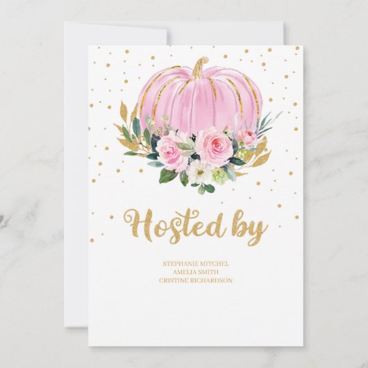 Een zoete pompoen is onderweg naar baby shower kaart (Achterkant)