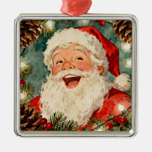 Een zoete retro Kerstman Vintage Kerstmis Metalen Ornament
