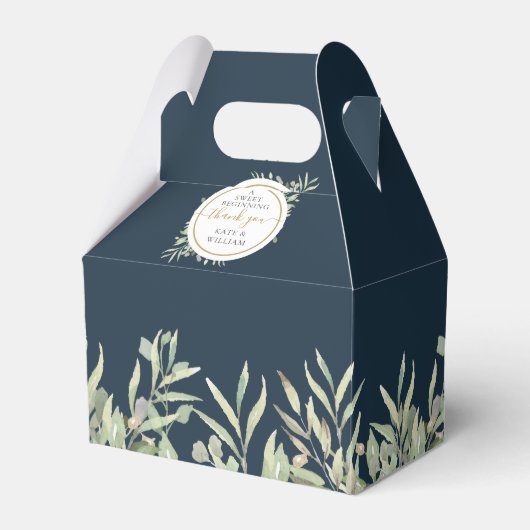 Een zoete start Deep Sea Blue Groene Huwelijk Bedankdoosjes (Voorkant Zijde)