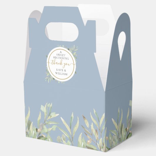 Een zoete start Goud Stof Blauw Groene Huwelijk Bedankdoosjes (Geopend)
