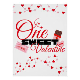 Eén Zoete Valentijn Eerste Verjaardagsdecoraties Perfect Poster