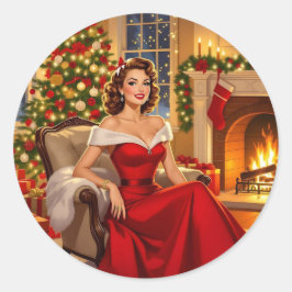 Een zoete vintage Kerstmis Ronde Sticker
