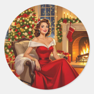 Een zoete vintage Kerstmis Ronde Sticker
