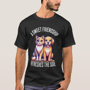 Een zoete vriendschap verfrist de ziel Kat Hond Fr T-shirt