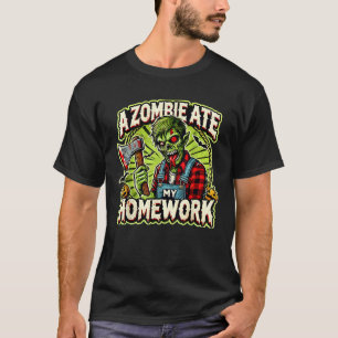 Een zombie at mijn huiswerk Halloween kostuum Funn T-shirt