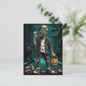Een zombie eten Halloween Snoep Briefkaart (Staand voorkant)