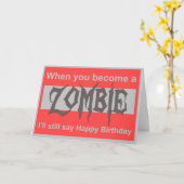 Een Zombie Happy Birthday kaart (Gele Bloem)
