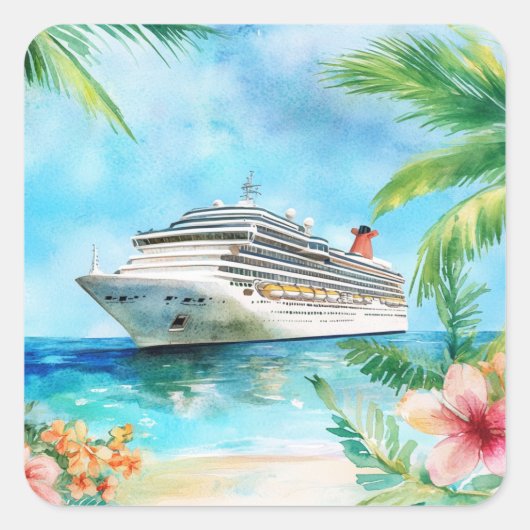 Een zomercruise vierkante sticker (Voorkant)