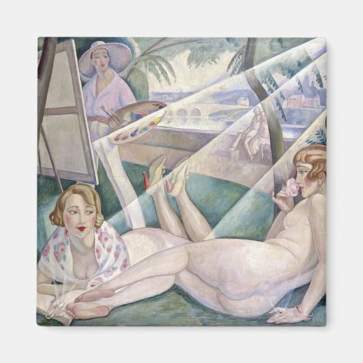 Een zomerdag (mooie vrouwen op de zon) magneet (Voorkant)