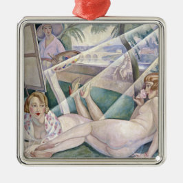 Een zomerdag (mooie vrouwen op de zon) metalen ornament