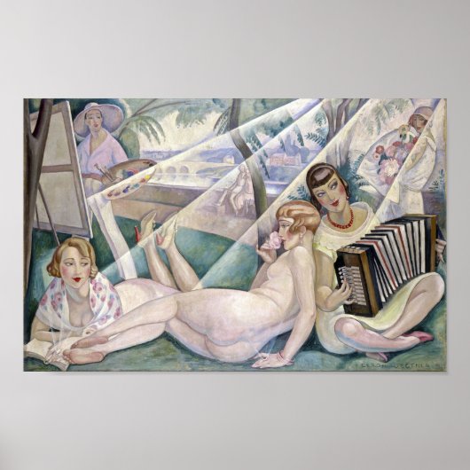 Een zomerdag (mooie vrouwen op de zon) poster (Voorkant)