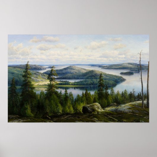 Een zomerdag op het meer van Paijanne, Waenerberg Poster (Voorkant)