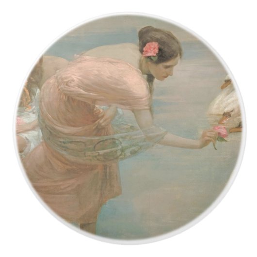Een Zomerochtend door Rupert Bunny (1897) Keramische Knop (Voorkant)