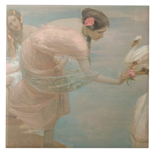 Een Zomerochtend door Rupert Bunny (1897) Tegeltje (Voorkant)