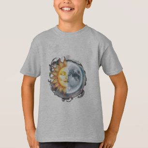 Een zon en maan samengesmolten t-shirt