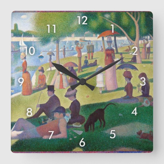 Een zondagmiddag in La Grande Jatte, Seurat Vierkante Klok (Voorkant)
