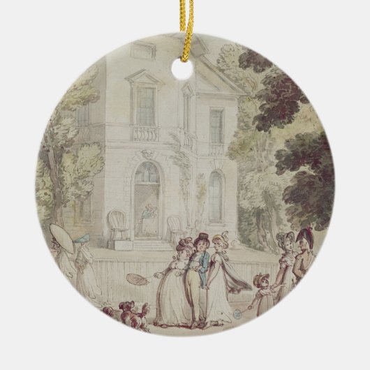 Een zondagmiddag-promenade keramisch ornament (Voorkant)