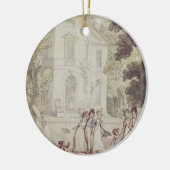 Een zondagmiddag-promenade keramisch ornament (Links)